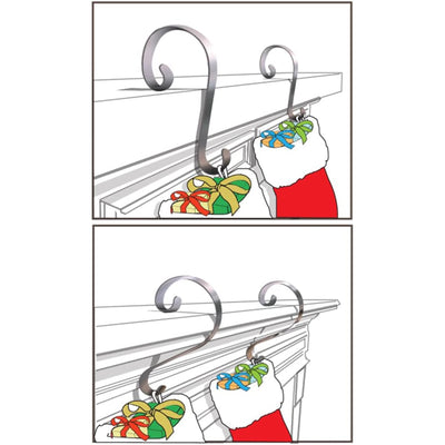 Haute Decor Stocking Scrolls Holiday Stocking Hanger, Silver, 4 Pack (Open Box)