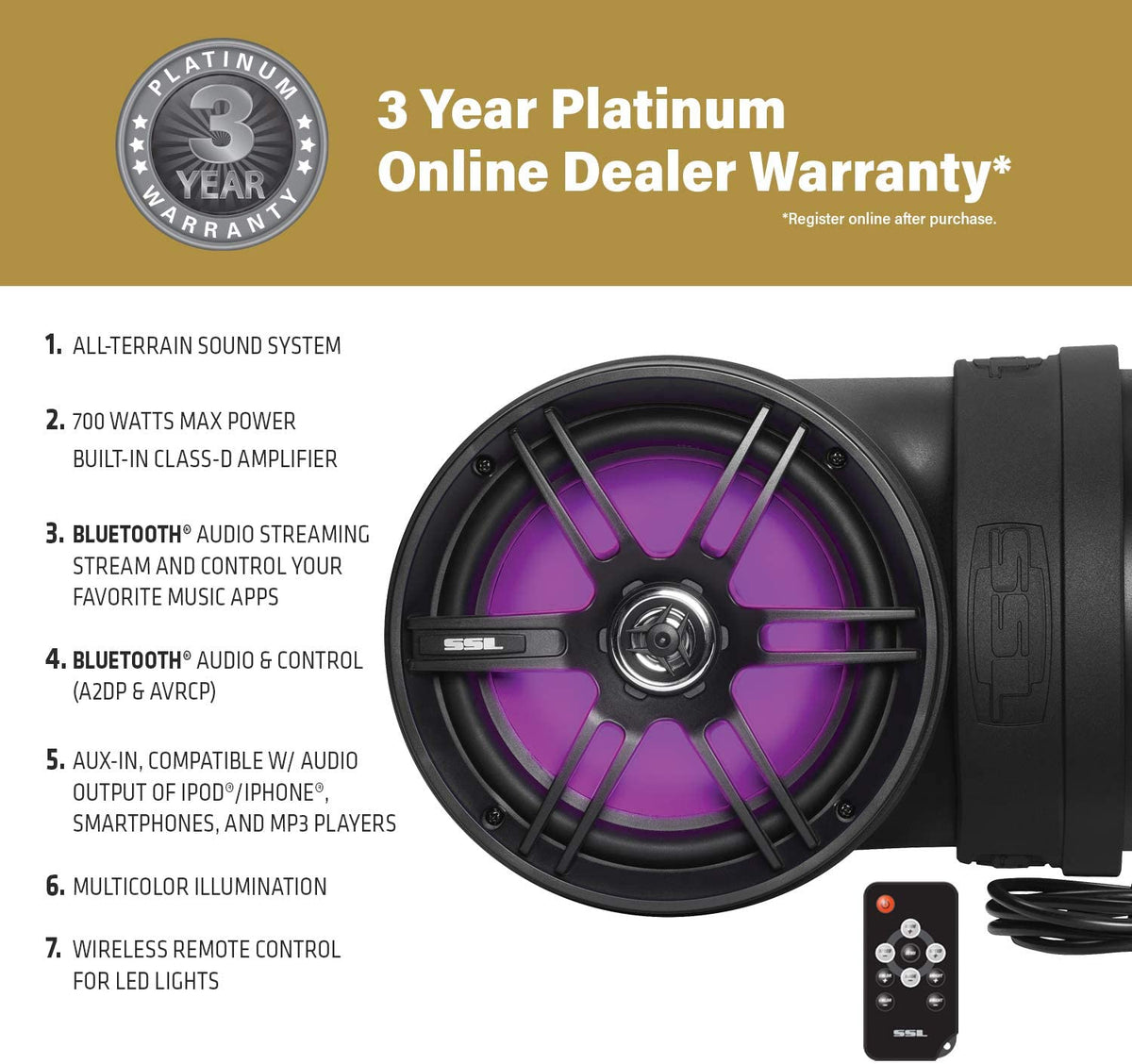 BOSS Audio BTB8L 8" 700W Bluetooth Marine/ATV Off Road Speaker System (Open Box)
