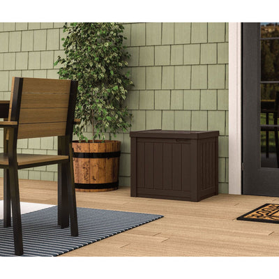 Suncast 17x22in Resin 22-Gallon Indoor Patio Storage Deck Box, Java (Open Box)