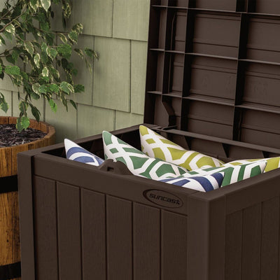 Suncast 17x22in Resin 22-Gallon Indoor Patio Storage Deck Box, Java (Open Box)