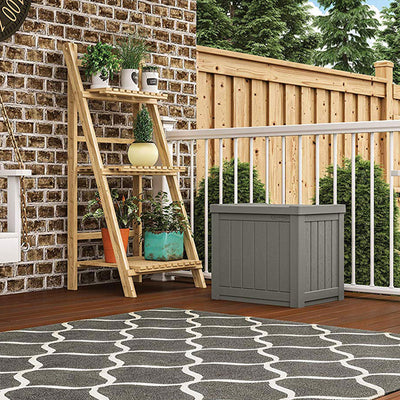 Suncast 22 Gallon Small Resin Outdoor Patio Storage Deck Box, Stoney (Open Box)