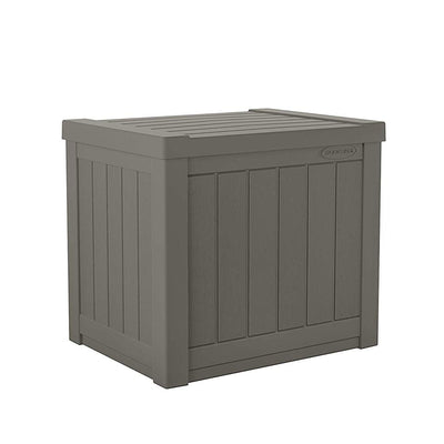 Suncast 22 Gallon Small Resin Outdoor Patio Storage Deck Box, Stoney (Open Box)