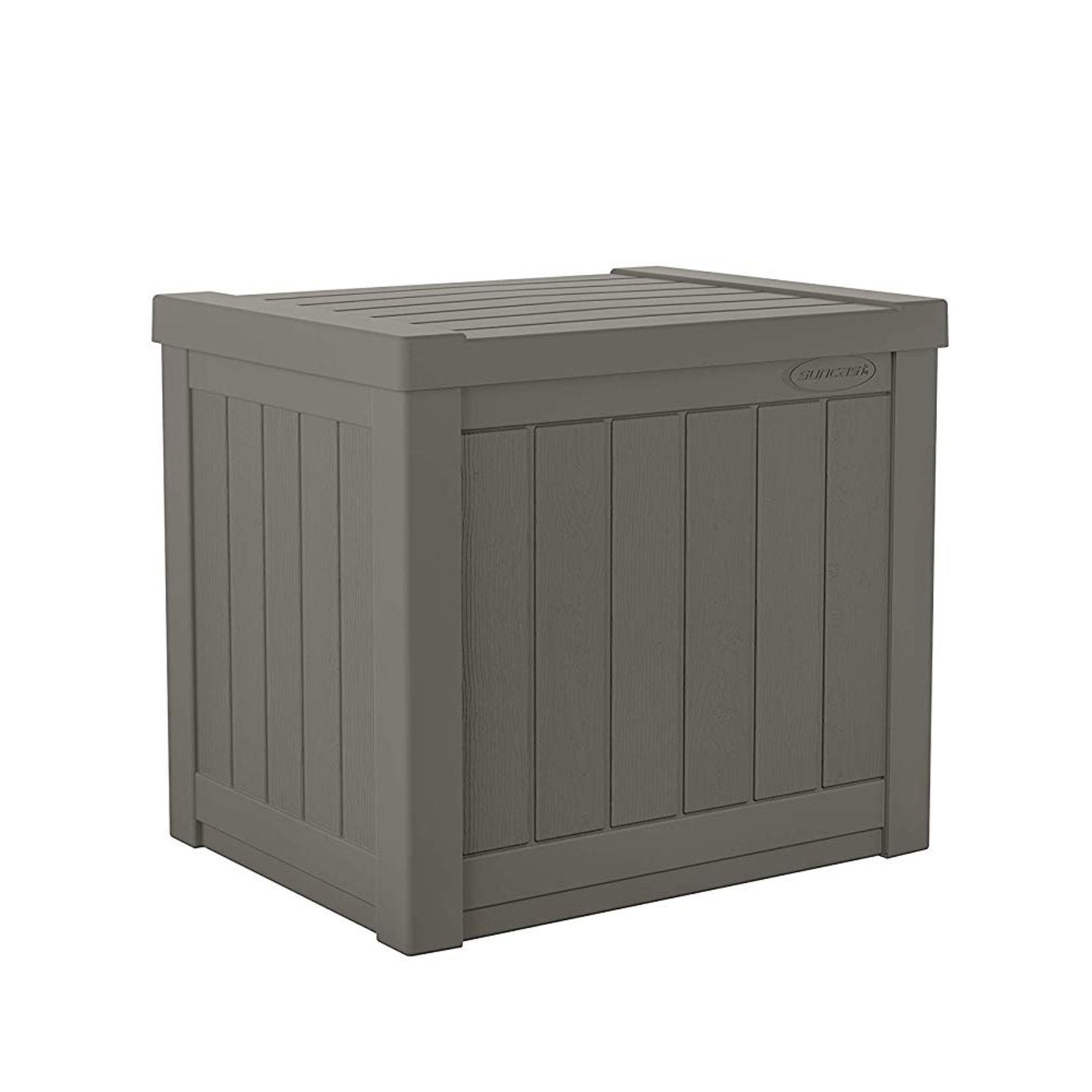 Suncast SS500ST 22 Gallon Small Resin Outdoor Patio Storage Deck Box, Stoney - VMInnovations