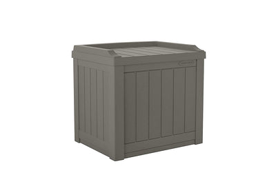 Suncast 22 Gallon Small Resin Patio Storage Deck Box and Seat, Stoney (Open Box)