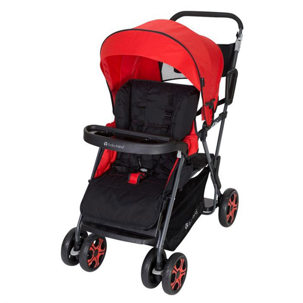 Baby Trend Sit N Stand Folding Compact Two Seat Baby Stroller, Red (Open Box)