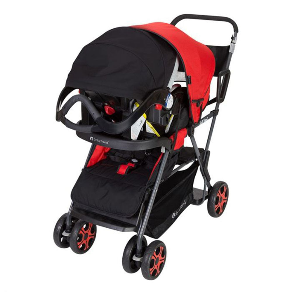 Baby Trend Sit N Stand Folding Compact Two Seat Baby Stroller, Red (Open Box)