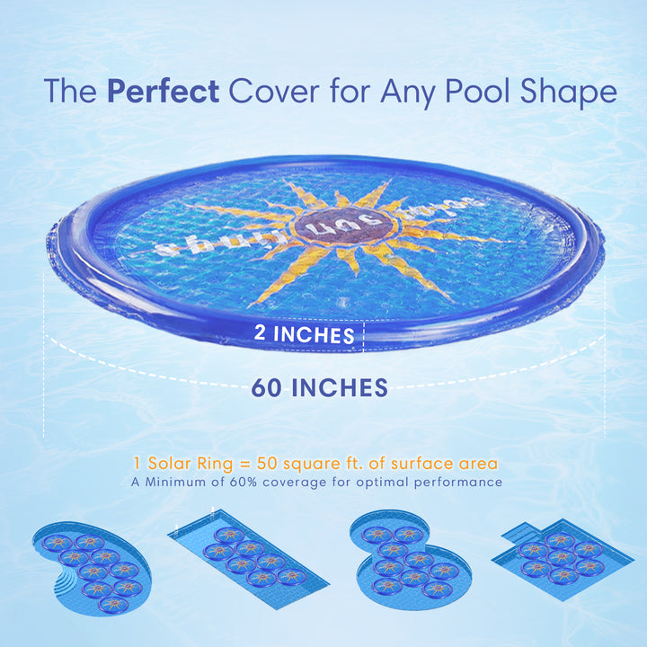 Solar Sun Rings UV Resistant Pool Spa Heater Circular Solar Cover, Blue (9 Pack) - VMInnovations