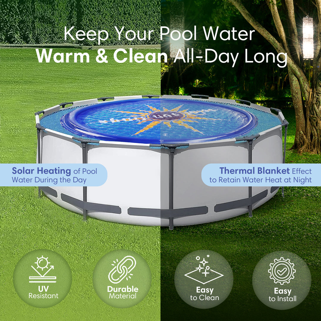 Solar Sun Rings UV Resistant Pool Spa Heater Circular Solar Cover, Blue (9 Pack) - VMInnovations