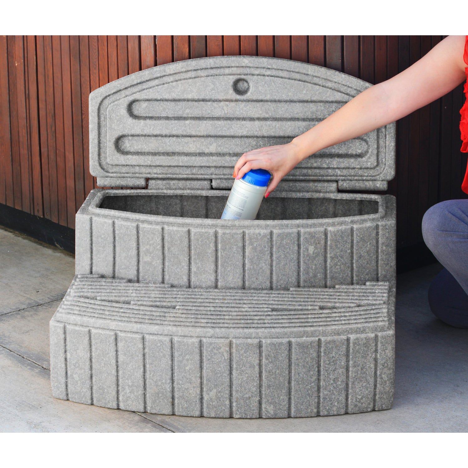 Good Ideas Sora Steps Outdoor & Indoor Storage Step, Light Granite (Used) - VMInnovations