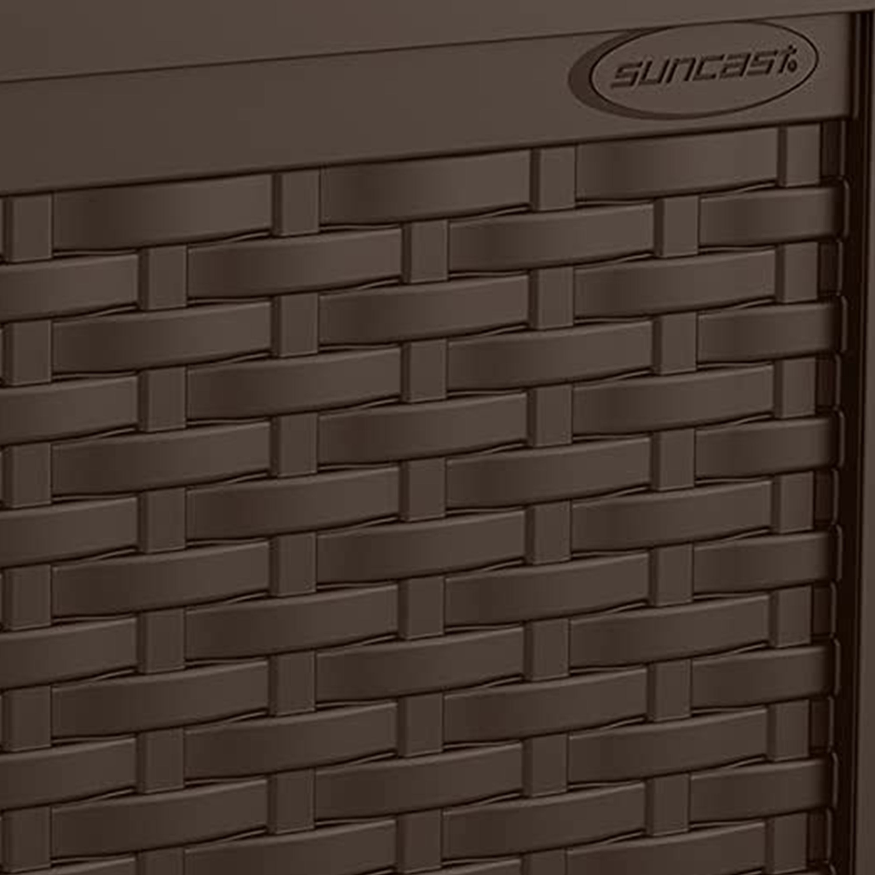 Suncast Small Resin Wicker 22 Gallon Outdoor Patio Storage Box, Java (Open Box)