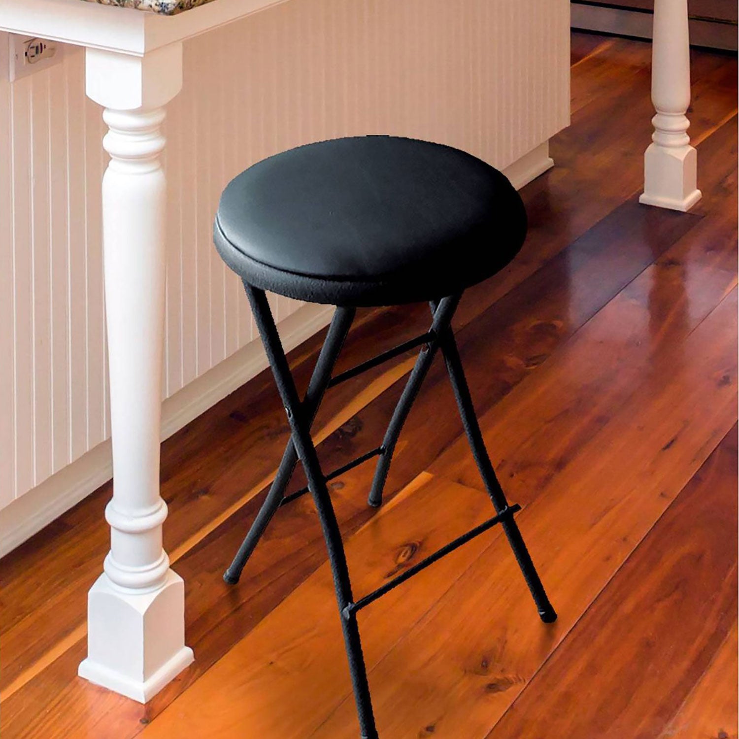 Plastic Development Group Portable Black Folding Padded Bar Stool (Open Box) - VMInnovations
