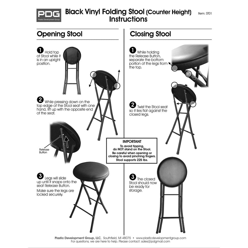 Plastic Development Group Extremely Black Folding Padded Bar Stool (Used)