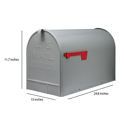 Gibraltar Mailboxes Extra Big Steel Stanley Post Mount Mailbox, Gray (Open Box)