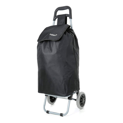 Hoppa Lightweight Heavy Duty Foldable Shopping Trolley for Easy Storage, Black - VMInnovations
