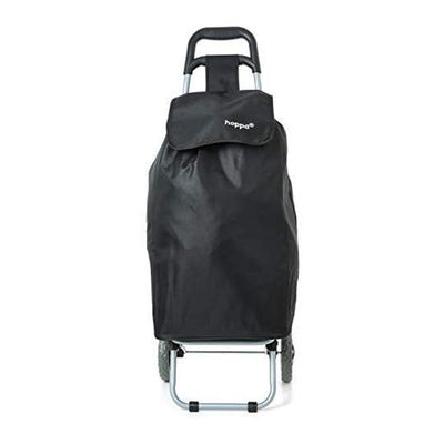 Hoppa Lightweight Heavy Duty Foldable Shopping Trolley for Easy Storage, Black - VMInnovations