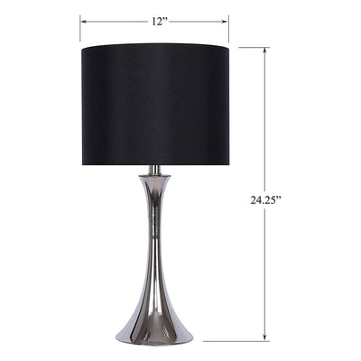 Grandview Gallery 24.25 Inch Tall Modern Metal Table Lamps, Black (Set of 2)