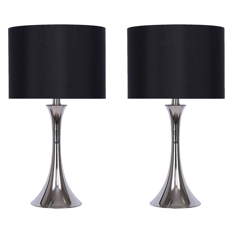 Grandview Gallery 24.25 Inch Tall Modern Metal Table Lamps, Black (Set of 2)