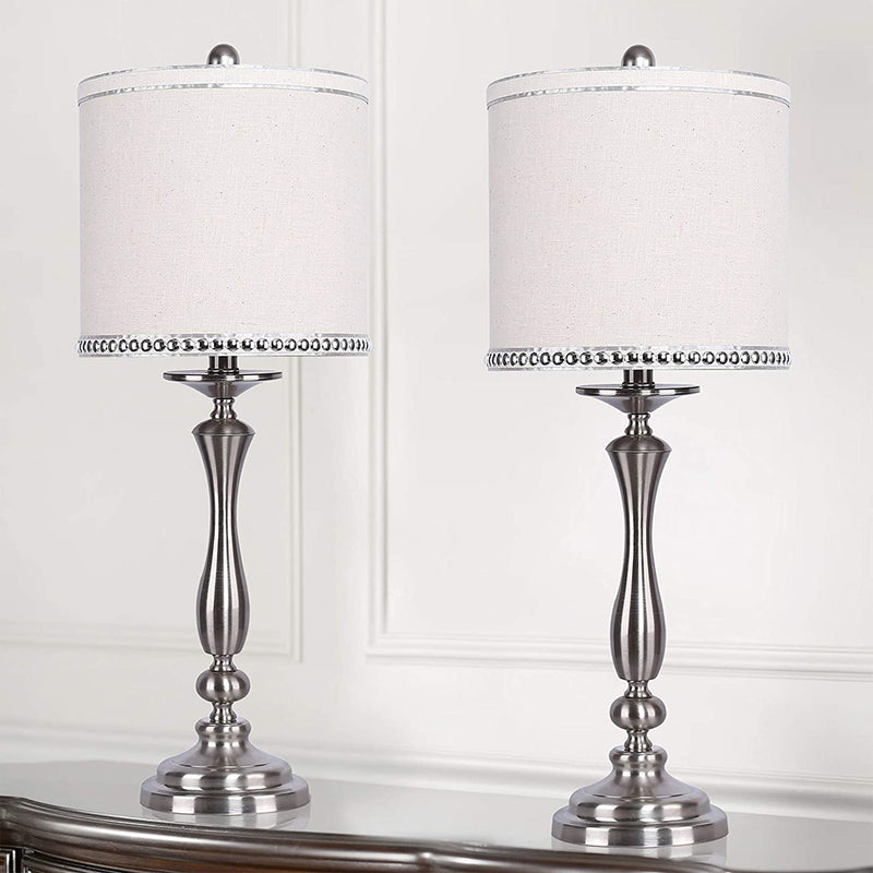 Grandview Gallery 29 Inch Tall Modern Balustrade Table Lamps, Silver (Set of 2)
