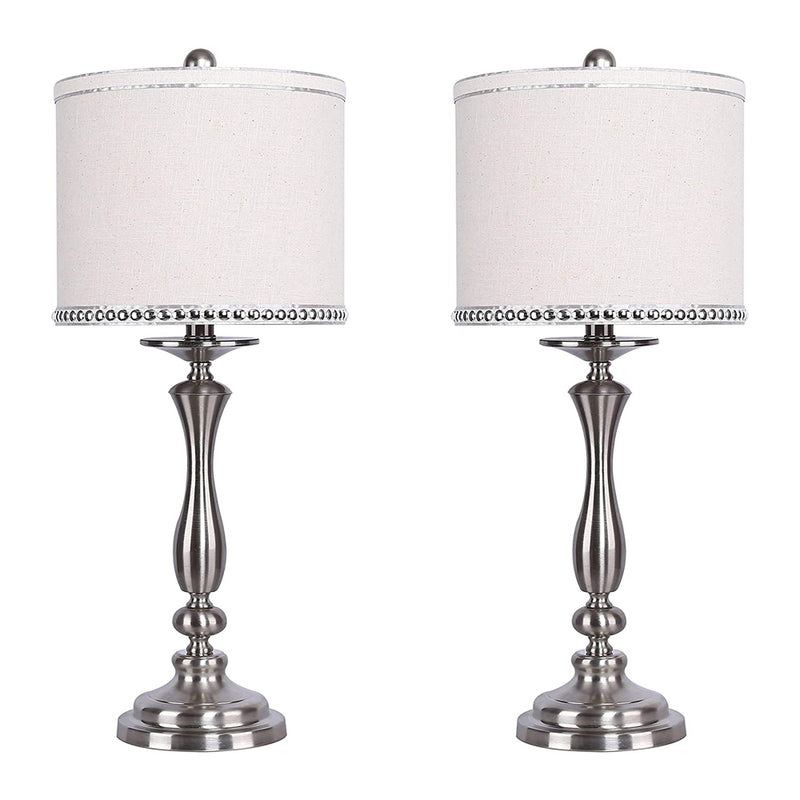 Grandview Gallery 29 Inch Tall Modern Balustrade Table Lamps, Silver (Set of 2)