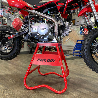 Dirtbag Brands Motorcycle Dirtbike Floor Mount Jack Stand Lift, Red (Open Box)