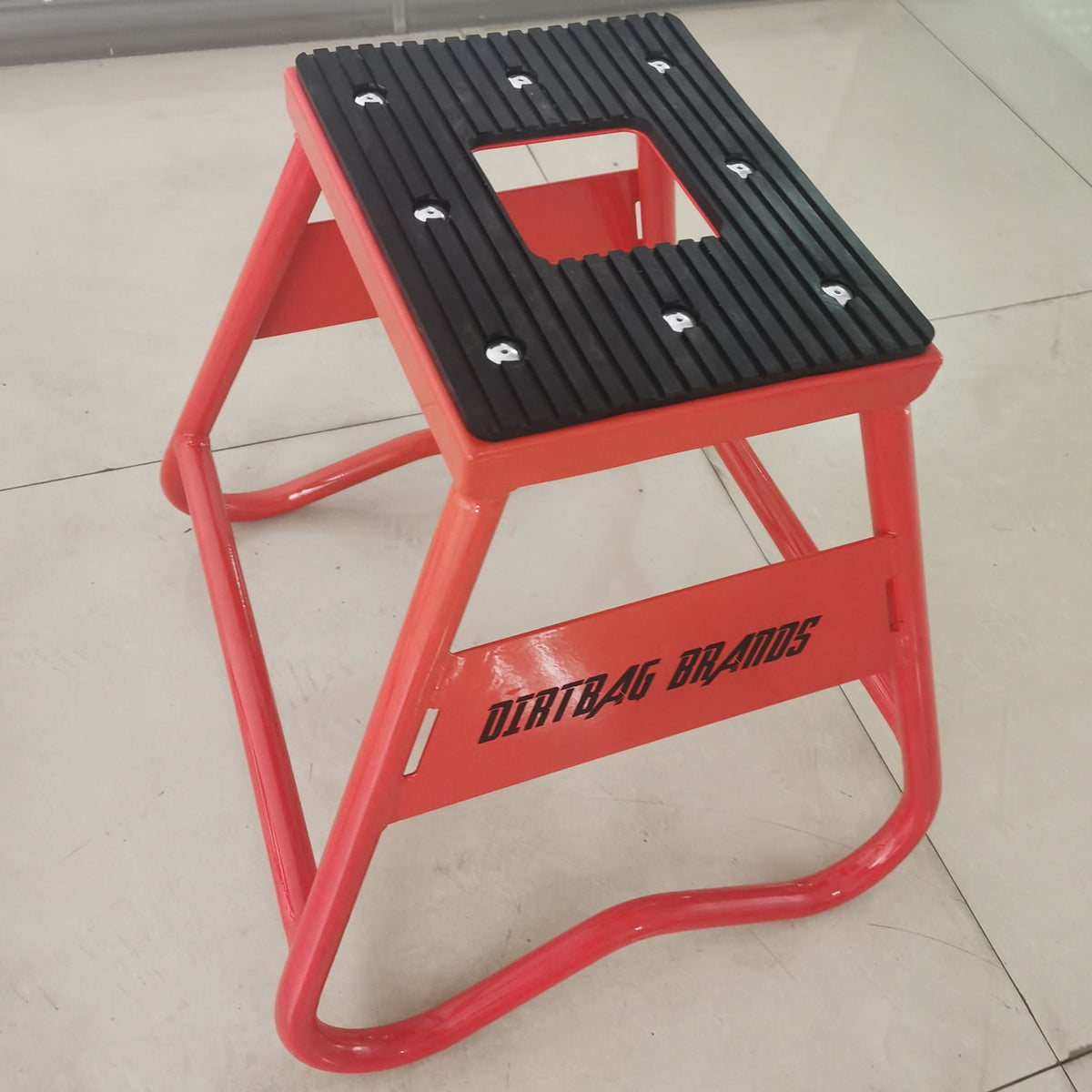 Dirtbag Brands Motorcycle Dirtbike Floor Mount Jack Stand Lift, Red (Open Box)