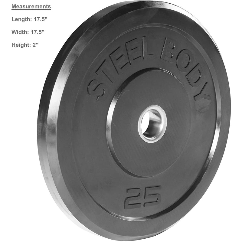 Steelbody 25 Pound Olympic Bumper Weight Plate for Strength Training Workouts