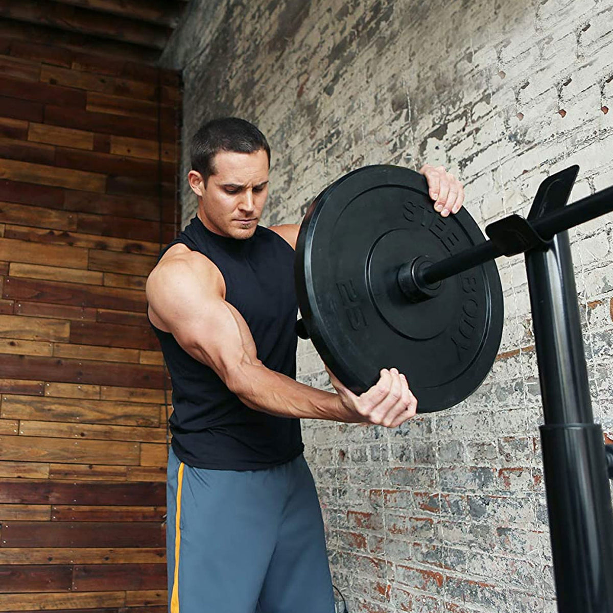 Steelbody 25 Pound Olympic Bumper Weight Plate for Strength Training Workouts
