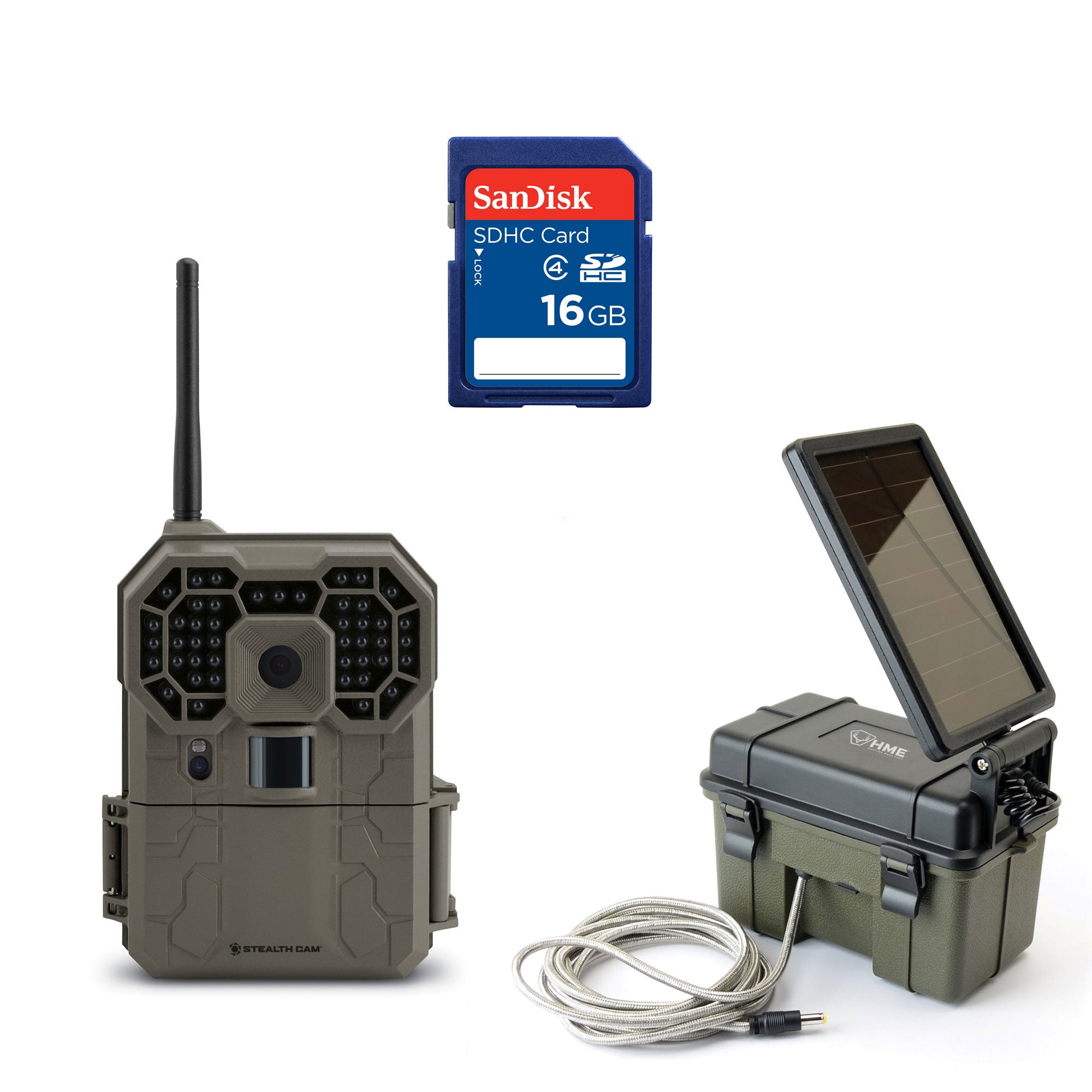 Stealth Cam GXW 12MP Game Camera & SanDisk 16GB Memory Card & HME Camera Battery