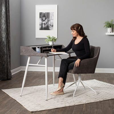 Studio Designs 45 Inch Wide Wood Home Office Table Desk w/ Shelf, Grey (Damaged)