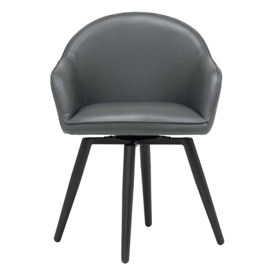 Studio Designs Home Dome Swivel Office or Dining Leather Accent Chair, Grey
