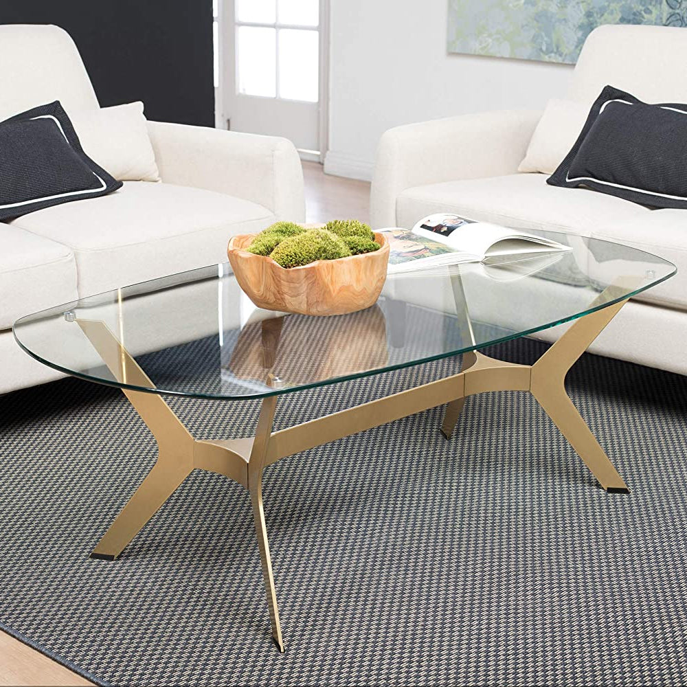 Studio Designs Home Mid-Century Modern Coffee Table with Glass Top (Open Box)