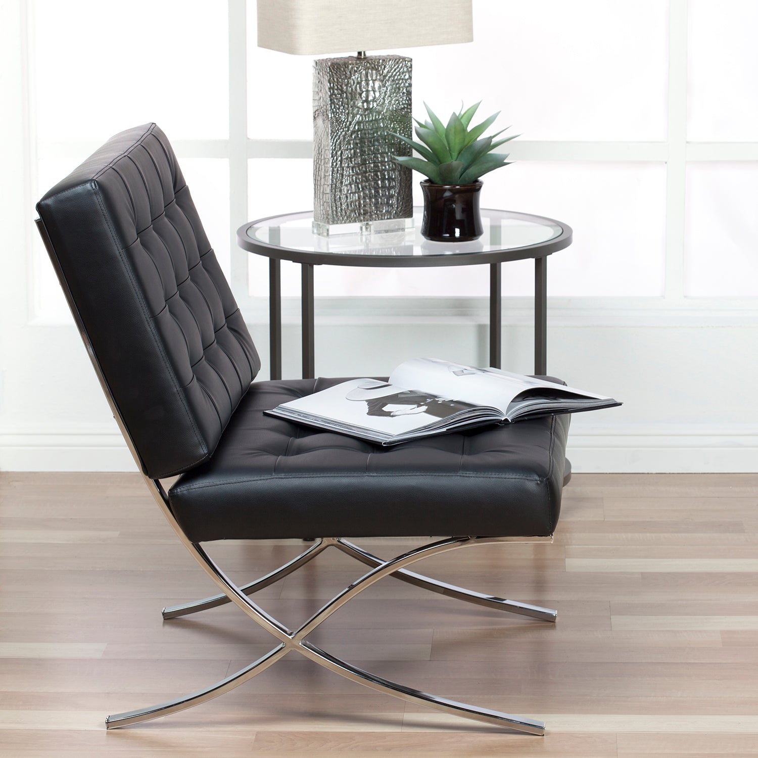 Studio Designs Modern Leather Atrium Living Room Chair Furniture (Open Box)