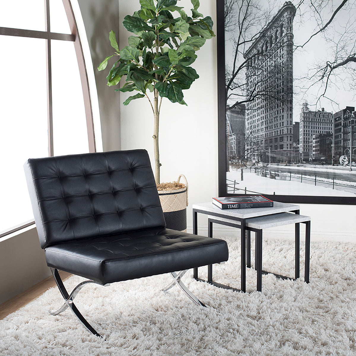 Studio Designs Modern Leather Atrium Living Room Chair Furniture (Open Box)