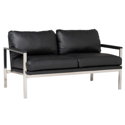 Studio Designs Home Lintel Collection Modern Bonded Leather Sofa Loveseat, Black