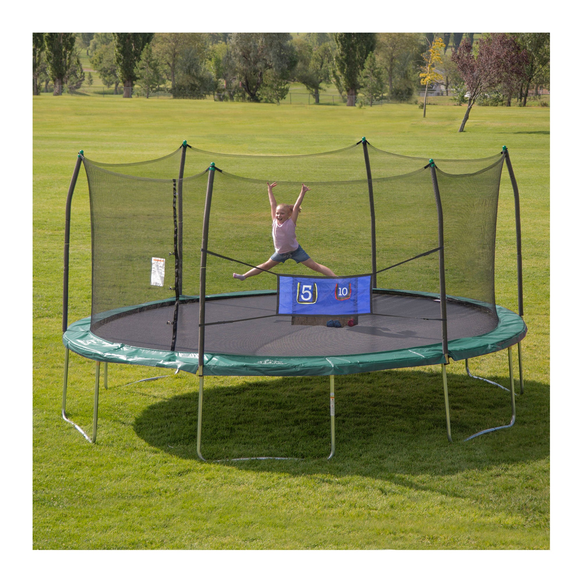 Skywalker Trampolines 16’ Oval Trampoline with Enclosure and Toss Game