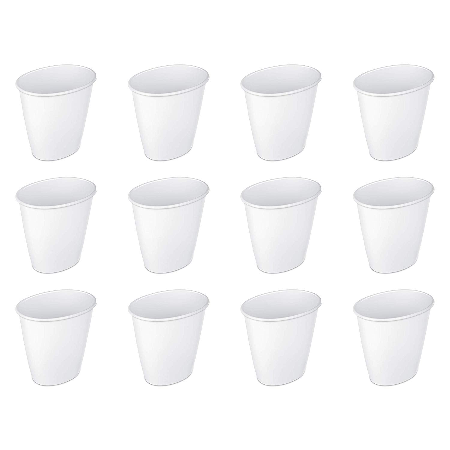 Sterilite Petite 1.5-Gallon Home Oval Vanity Trash Wastebasket, White (12 Pack)