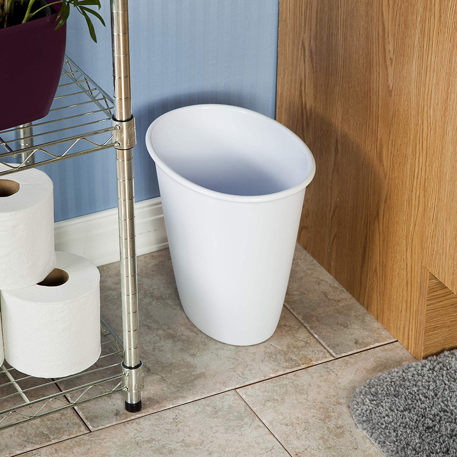 Sterilite Petite 1.5-Gallon Home Oval Vanity Trash Wastebasket, White (12 Pack)
