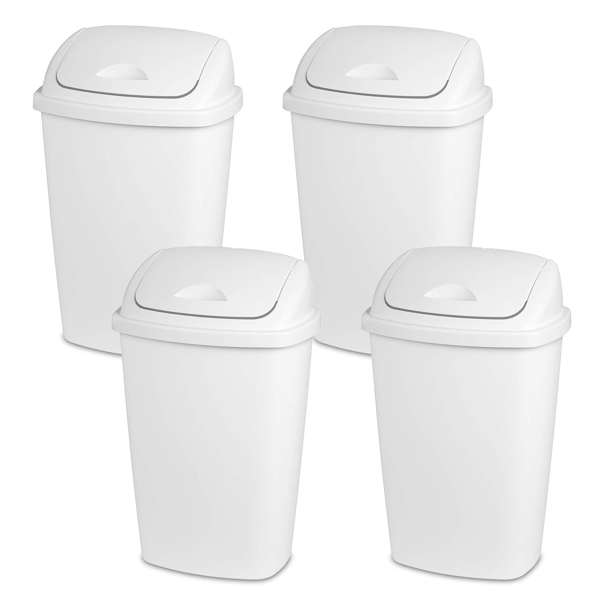Sterilite 13.2 Gal Plastic Home/Office SwingTop Wastebasket Trash Can (4 Pack)