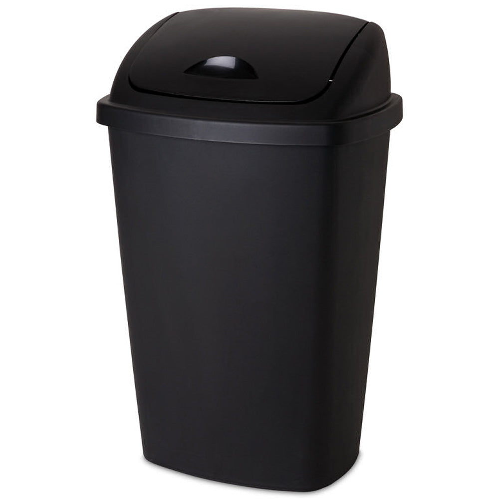 Sterilite 13.2 Gallon Plastic Home/Office SwingTop Wastebasket Trash Can, Black
