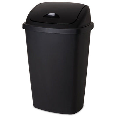Sterilite 13.2 Gallon Plastic Home/Office SwingTop Wastebasket Trash Can, Black