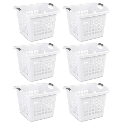 Sterilite Ultra 1.75 Bushel Plastic Dirty Clothes Laundry Basket Hamper (6 Pack)