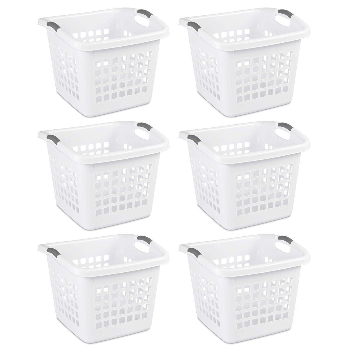 Sterilite Ultra 1.75 Bushel Plastic Dirty Clothes Laundry Basket Hamper (6 Pack)