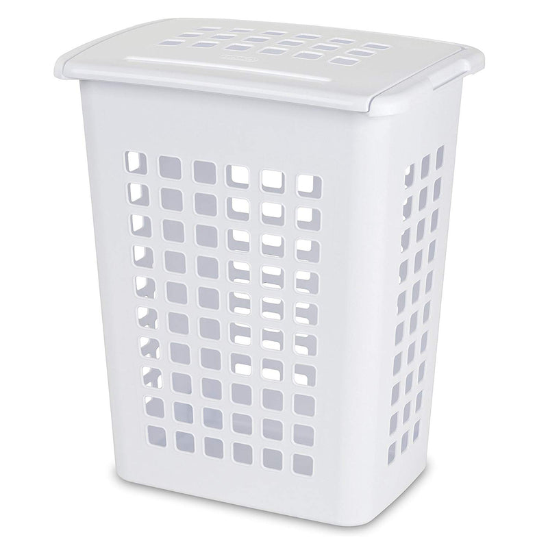 Sterilite Rectangular LiftTop Plastic Laundry Hamper Basket Bin w/ Lid (12 Pack)