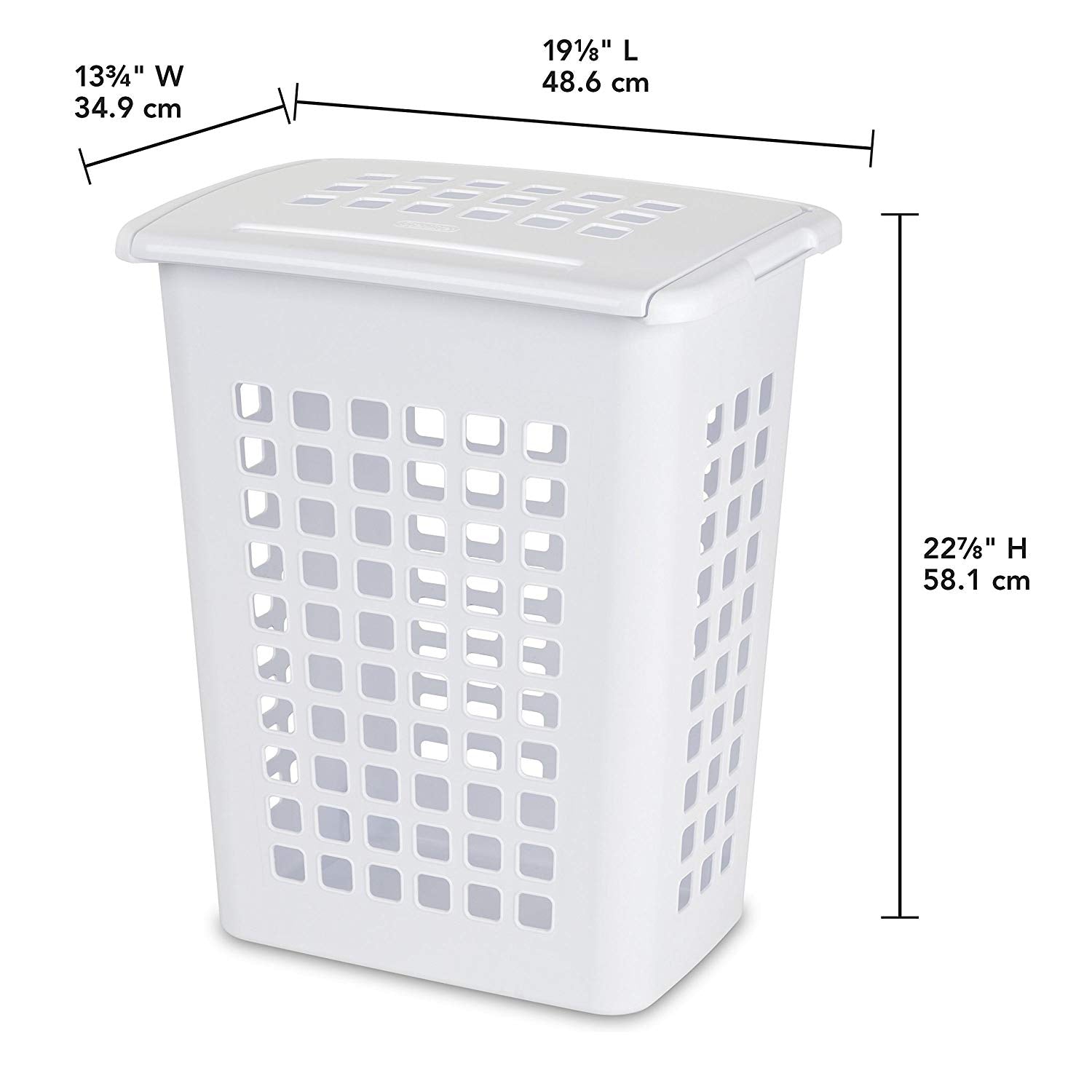 Sterilite Rectangular LiftTop Plastic Dirty Clothes Laundry Hamper Bin with Lid