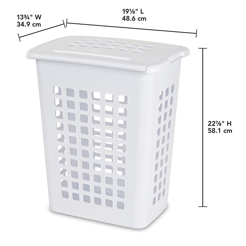 Sterilite Rectangular LiftTop Plastic Clothes Laundry Hamper Bin w/ Lid (4 Pack)