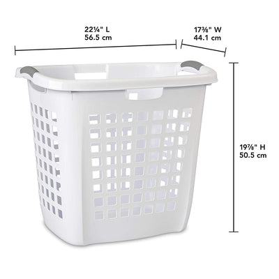 Sterilite Ultra Easy Carry Plastic Dirty Clothes Laundry Basket Hamper, White - VMInnovations