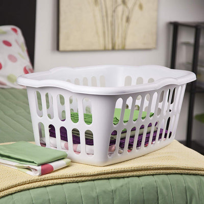 Sterilite 1.5 Bushel Plastic Stackable Clothes Laundry Basket Bin, White - VMInnovations