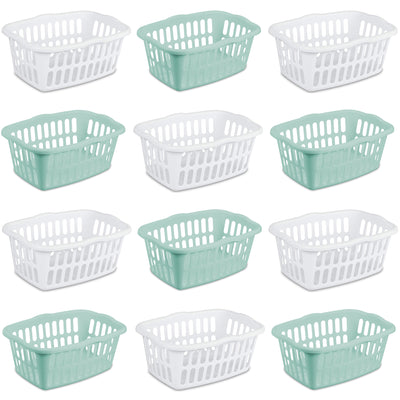 Sterilite 1.5 Bushel Rectangular Plastic Laundry Basket Bins, Assorted 12 Pack