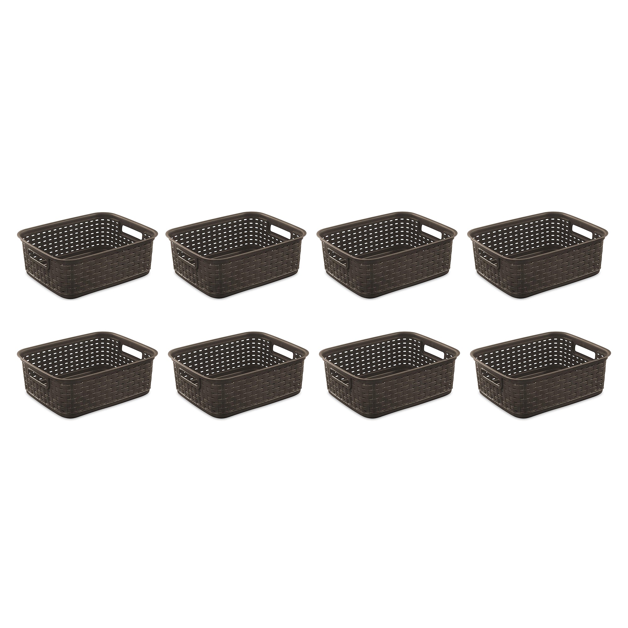 Sterilite Small 11" Long Weave Home Storage Basket Organizer, Espresso (8 Pack) (Open Box)