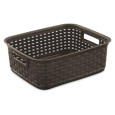 Sterilite Small 11" Long Weave Home Storage Basket Organizer, Espresso (8 Pack) (Open Box)